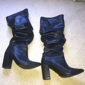 Black knee high slouch boot